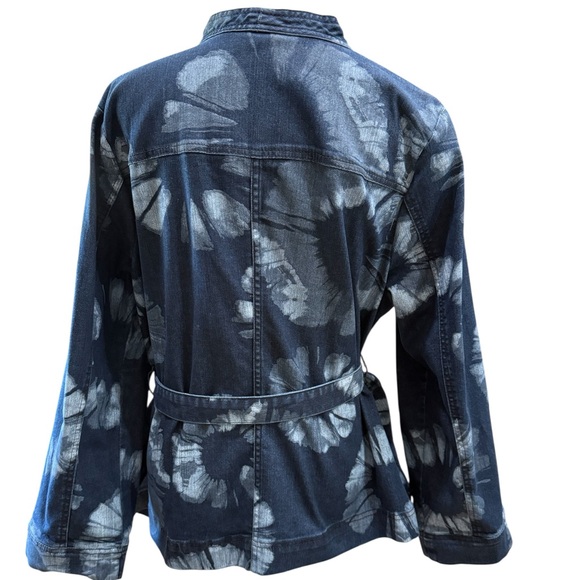 LOGO by Lori Goldstein Women's Shibori Print Denim Wrap Jacket 18 W - Picture 8 of 16